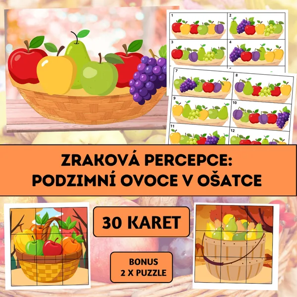 Zraková percepce: Podzimní ovoce v ošatce 1