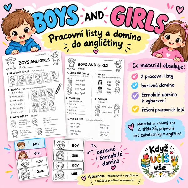 BOYS AND GIRLS – pracovní listy a domino do angličtiny pro 2. třídu 1