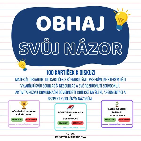 Obhaj svůj názor - 100 kartiček k diskuzi ✨💬 1