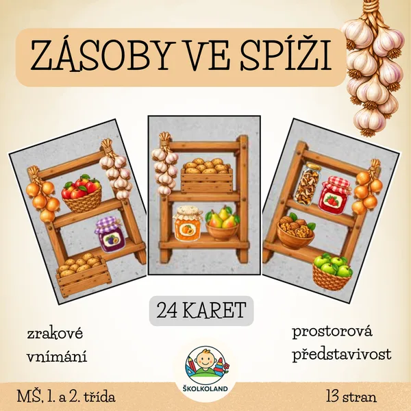 Zásoby ve spíži - prostorová orientace a zrakové vnímání pro děti z MŠ (podzim, sklizeň) 1