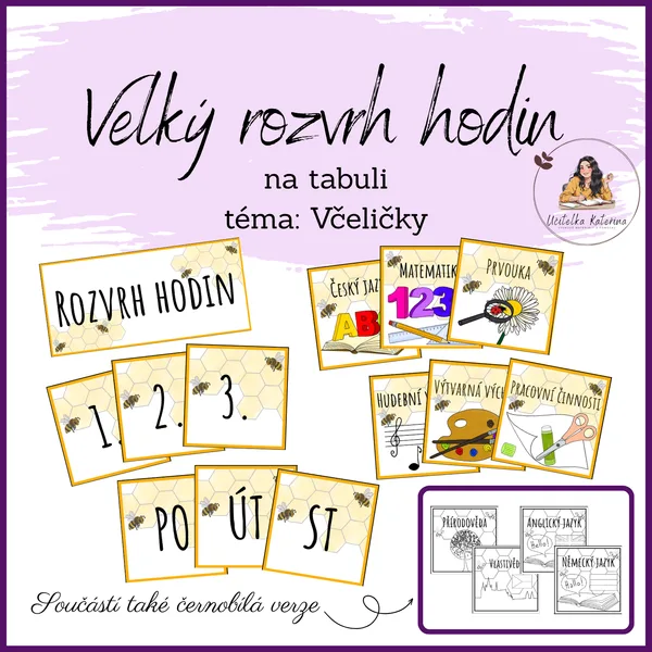 Velký rozvrh na tabuli - téma včeličky 1