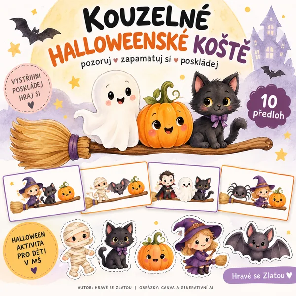 Kouzelné halloweenské koště – pozorování a skládání předloh 1