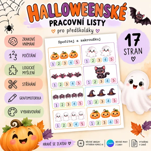 Halloweenské pracovní listy pro předškoláky 1