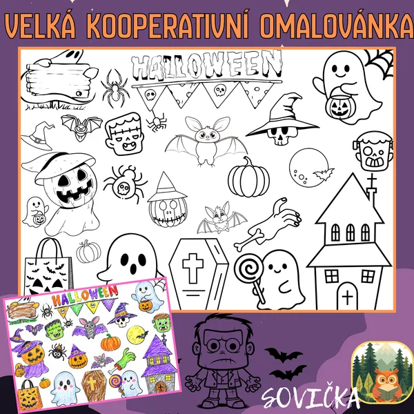 🎃 Velká kooperativní omalovánka – Halloween 1