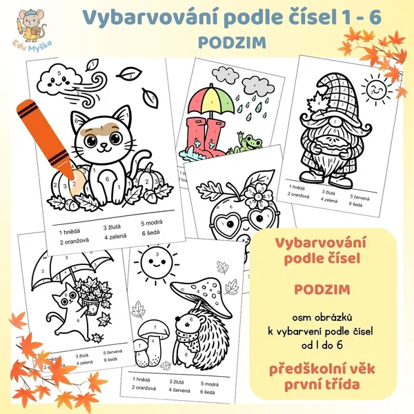 Vybarvování podle čísel PODZIM 1