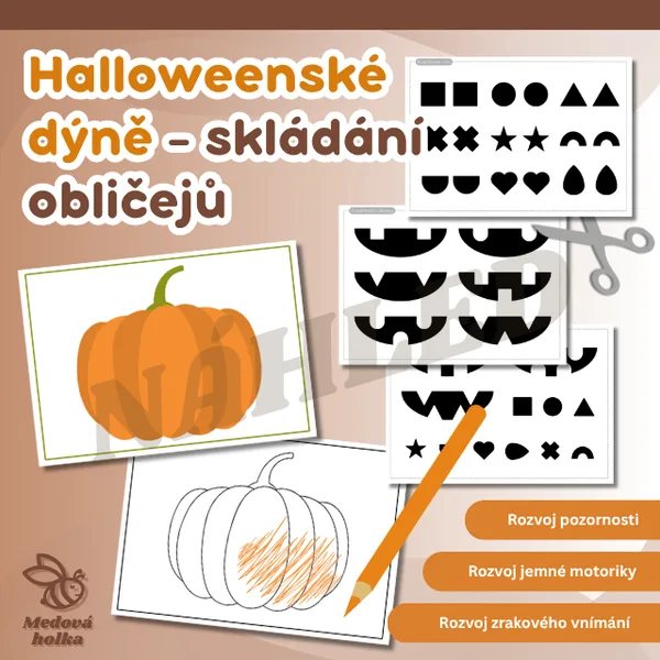 Halloweenské dýně - skládání obličejů 1