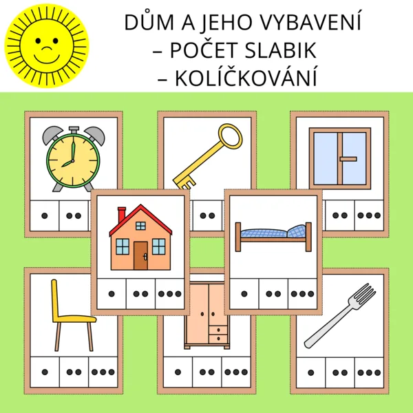 DŮM A JEHO VYBAVENÍ – POČET SLABIK – KOLÍČKOVÁNÍ 1