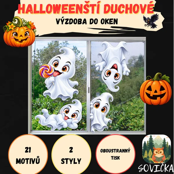 👻 HALLOWEENŠTÍ DUCHOVÉ DO OKEN – 21 MOTIVŮ VE 2 STYLECH 1