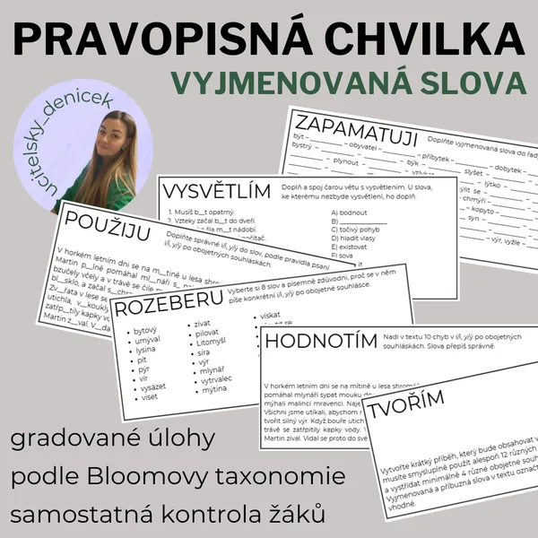 Pravopisná chvilka - vyjmenovaná slova 1