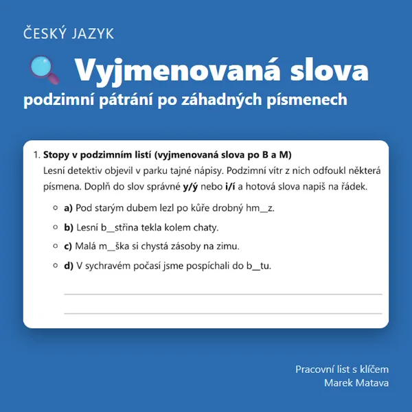 🔍 Vyjmenovaná slova – podzimní pátrání po záhadných písmenech (4. ročník) 1