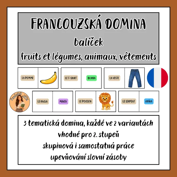 FRANCOUZSKÁ DOMINA - balíček - fruits et légumes, animaux, vêtements 1