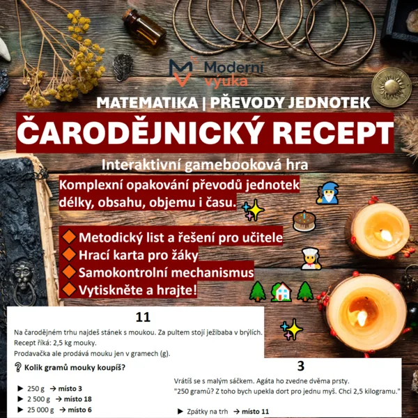 🧙‍♀️ Čarodějnický recept | Gamebooková hra na převody jednotek 1