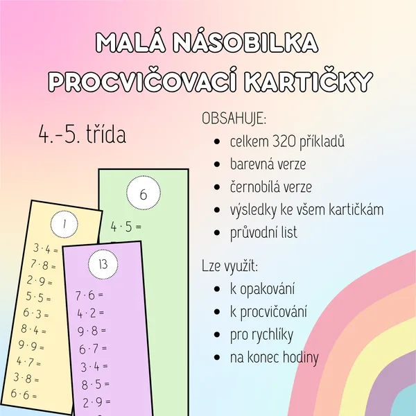 MALÁ NÁSOBILKA |  PROCVIČOVACÍ KARTIČKY - NÁSOBENÍ 1