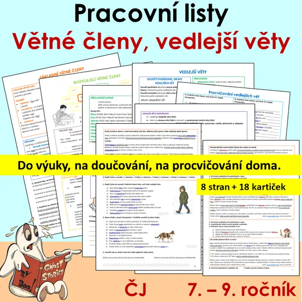 Pracovní listy -  větné členy, vedlejší věty 1