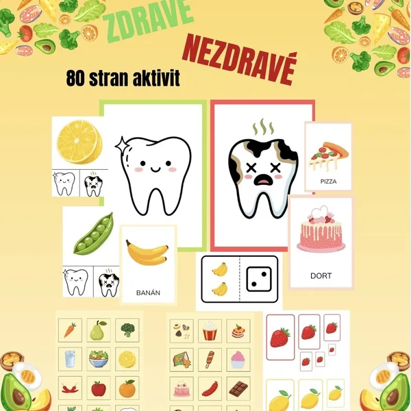 🍓ZDRAVÉ A NEZDRAVÉ🍔 JÍDLO - 80 stran aktivit 1