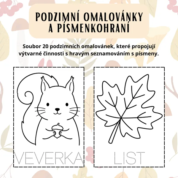 Podzimní omalovánky a písmenkohraní 1