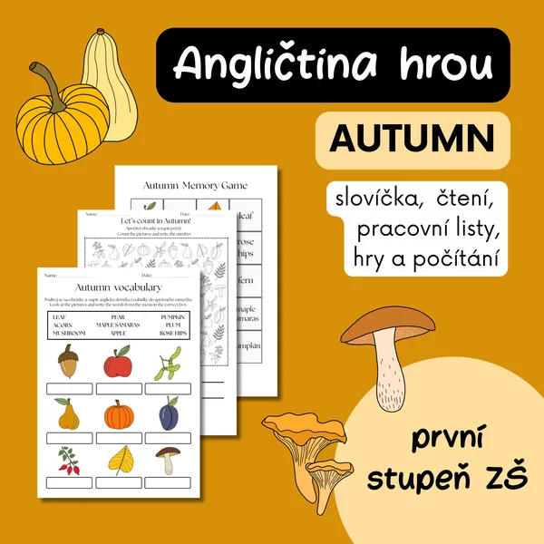 Podzim v angličtině - Autumn - slovíčka, čtení, pracovní listy, hry a počítání 1