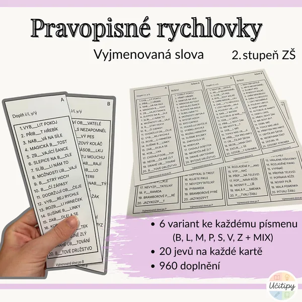 Pravopisné rychlovky - Vyjmenovaná slova 1