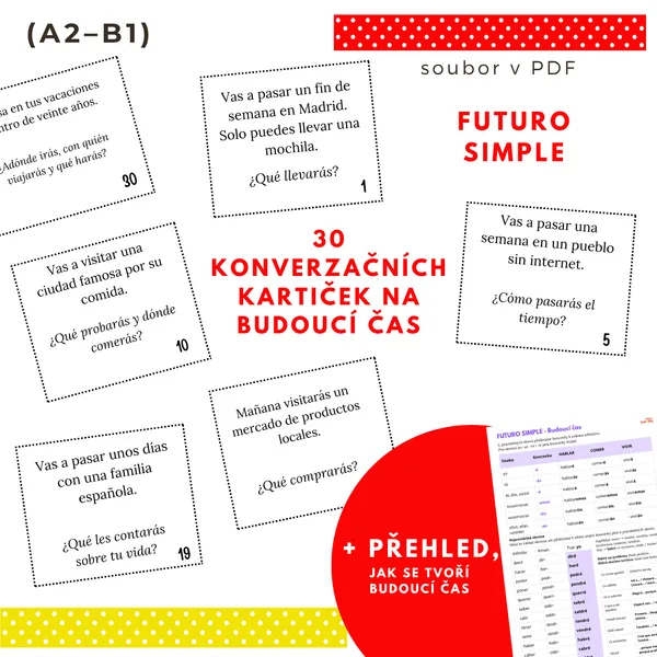 30 konverzačních kartiček na budoucí čas ve španělštině 1