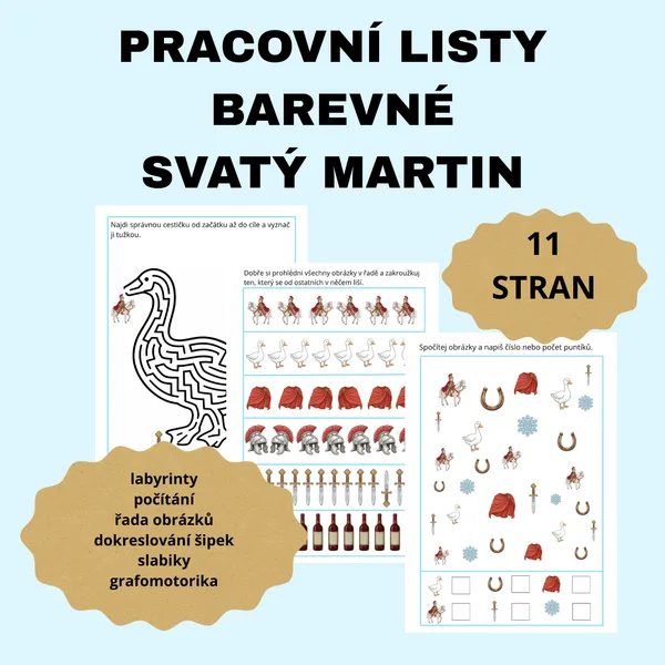 Pracovní listy barevné - svatý Martin 1
