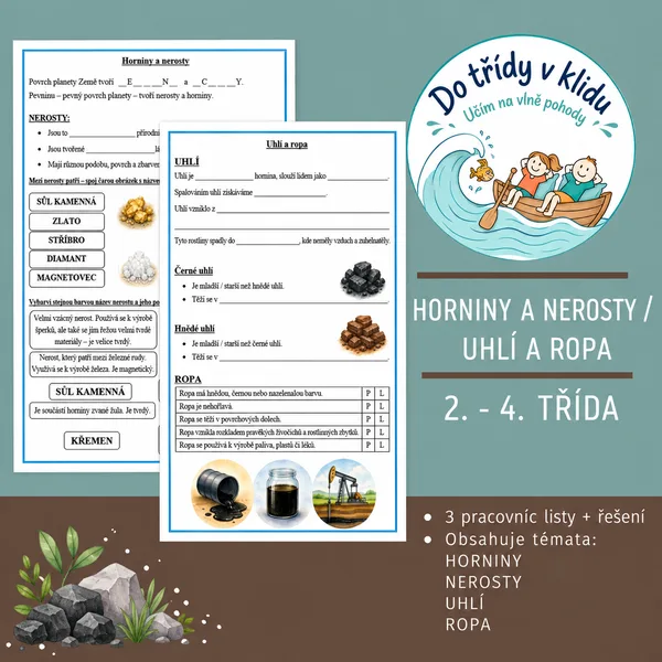 Horniny, nerosty, uhlí a ropa - pracovní listy 1