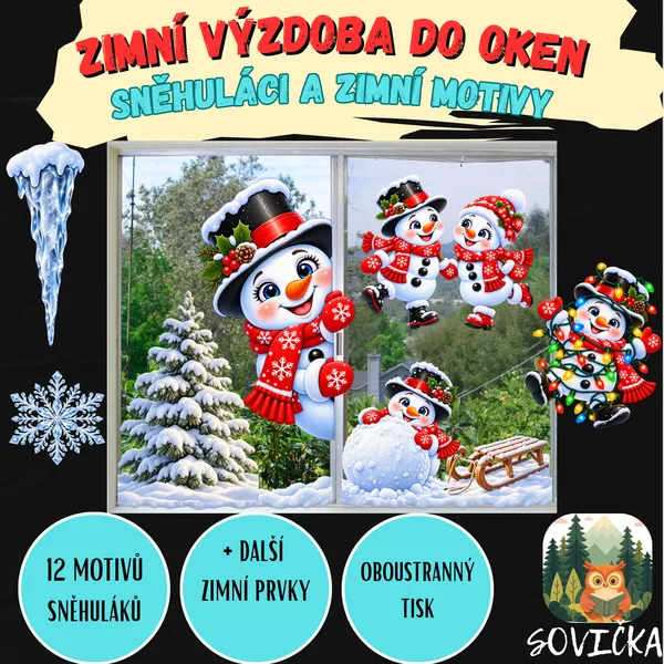❄️ Zimní výzdoba do oken – sněhuláci a zimní motivy ☃️ 1