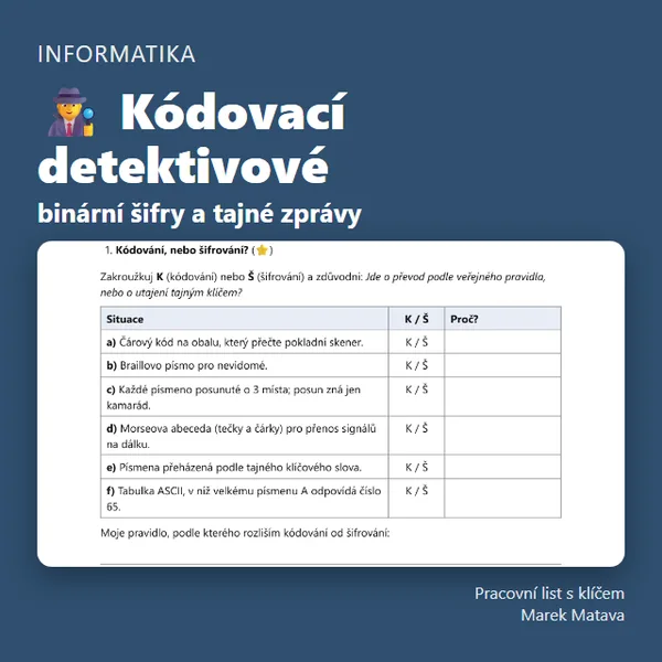 🕵️ Kódovací detektivové – binární šifry a tajné zprávy (6.–8. ročník) 1
