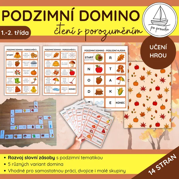 Podzimní domino | 5 her pro rozvoj čtení a slovní zásoby 1