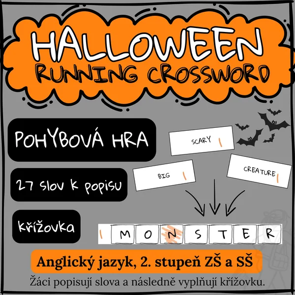 Halloween RUNNING CROSSWORD | Anglická běhací křížovka pro 2. stupeň ZŠ 1