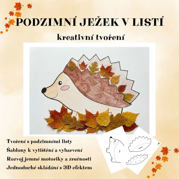 Podzimní ježek v listí - kreativní tvoření 1