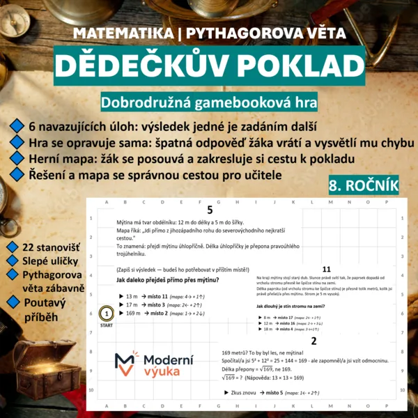 🗺️ Dědečkův poklad | Gamebooková hra na Pythagorovu větu 1