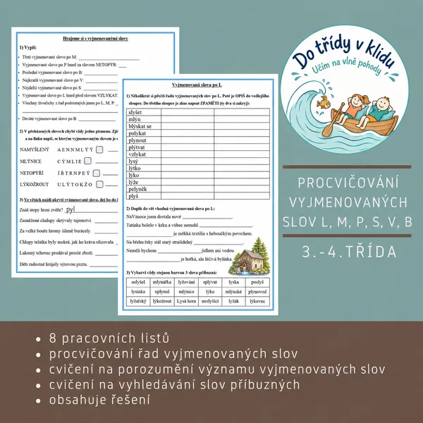 Pracovní listy - procvičování vyjmenovaných slov L, M, P, S, V, B 1