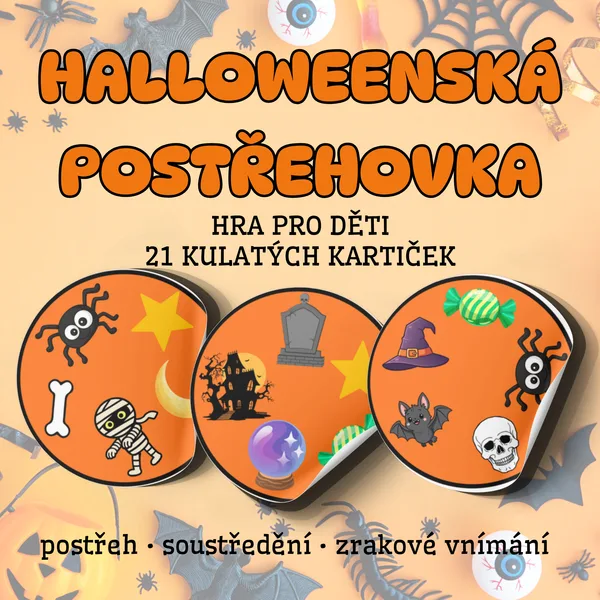 Halloweenská postřehovka – 21 kartiček pro děti v MŠ 1