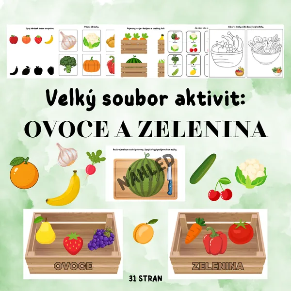 Velký soubor aktivit: OVOCE A ZELENINA 1