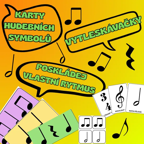 Karty hudebních symbolů, vytleskávanky, poskládej vlastní rytmys 1