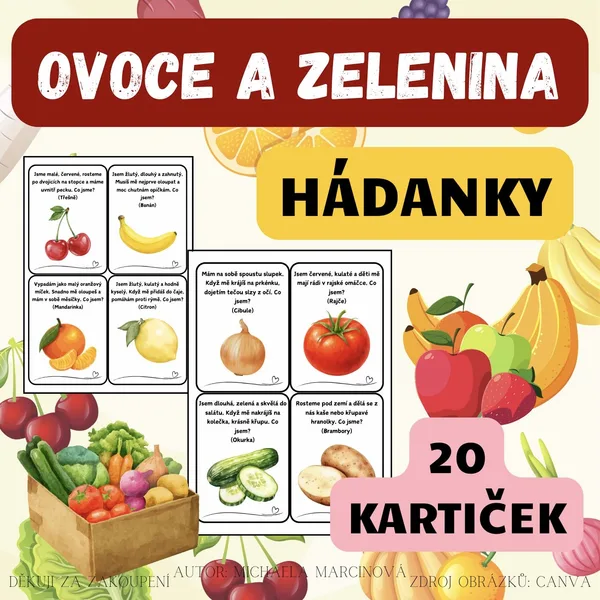 OVOCE A ZELENINA - hádanky 1