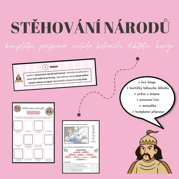 STĚHOVÁNÍ NÁRODŮ: KOMPLETNÍ PŘÍPRAVA, BĚHACÍ DIKTÁT, HRA BINGO 1