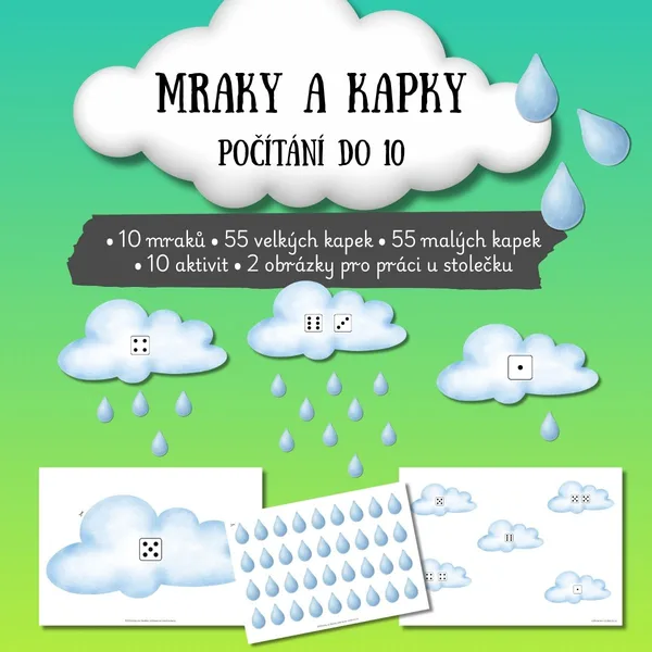 Mraky a kapky - počítání do 10 1