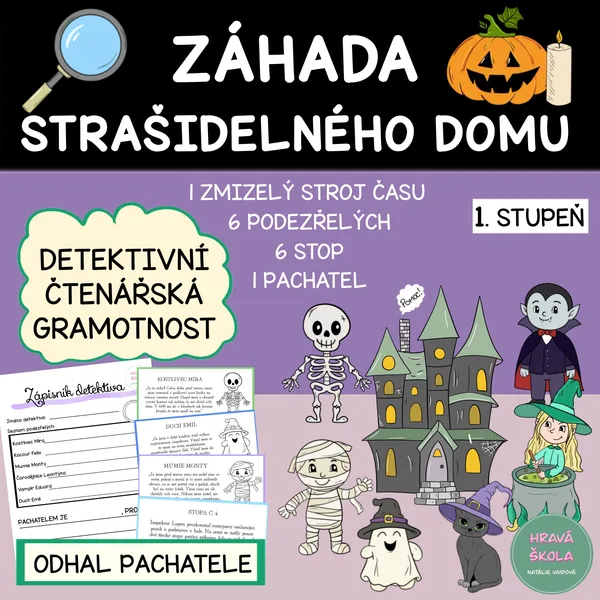 DETEKTIVNÍ HRA - ZÁHADA STRAŠIDELNÉHO DOMU - ČTENÁŘSKÁ GRAMOTNOST 1
