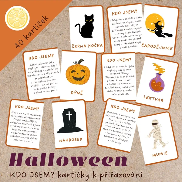 KDO JSEM? HALLOWEEN - KARTIČKY K PŘIŘAZOVÁNÍ 1