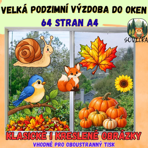 🍂 PODZIMNÍ VÝZDOBA DO OKEN – 2 GRAFICKÉ VARIANTY | 64 STRAN A4 🍁 1