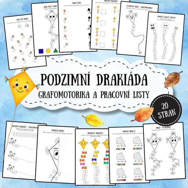 Podzimní drakiáda - grafomotorika a pracovní listy 1