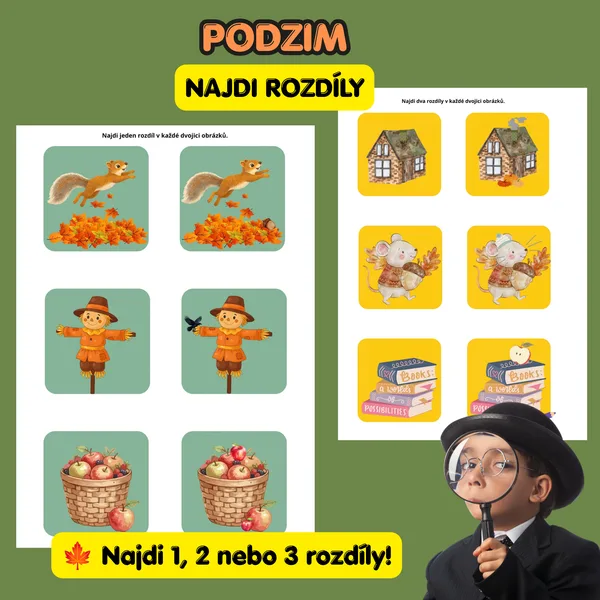 Dárek zdarma pro mé nové sledující! 🎁Podzim – Najdi rozdíly 1