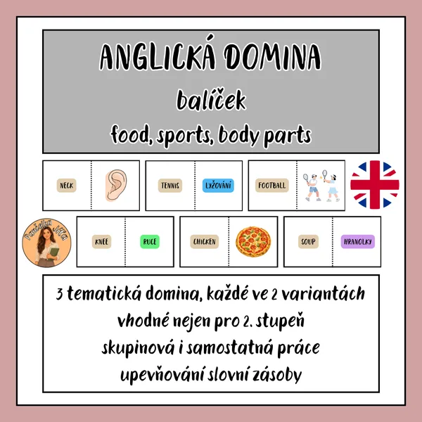 ANGLICKÁ DOMINA - balíček - food, sports, body parts 1