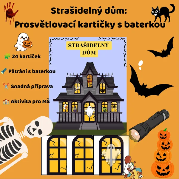 Strašidelný dům: Prosvětlovací kartičky s baterkou 1