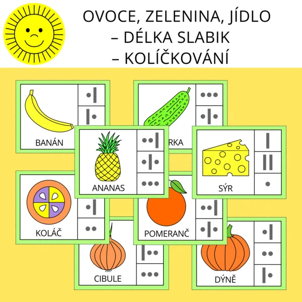OVOCE, ZELENINA, JÍDLO – DÉLKA SLABIK – KOLÍČKOVÁNÍ 1
