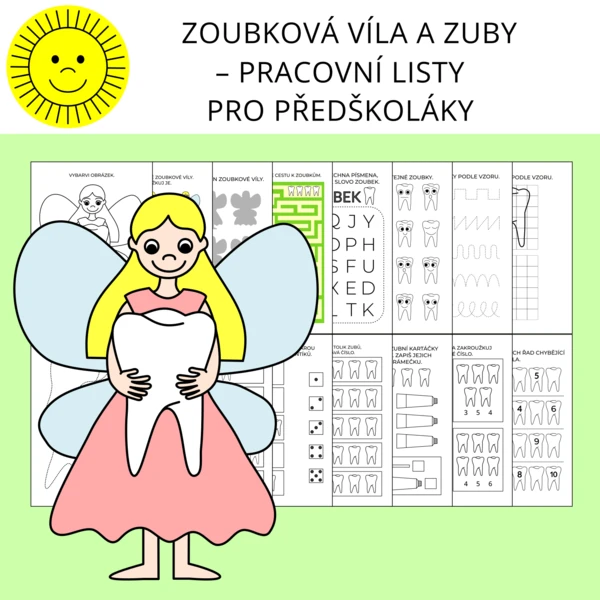 ZOUBKOVÁ VÍLA A ZUBY - PRACOVNÍ LISTY PRO PŘEDŠKOLÁKY 1