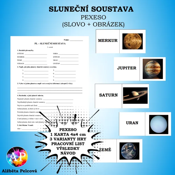 SLUNEČNÍ SOUSTAVA (pexeso-slovo + obrázek) 1