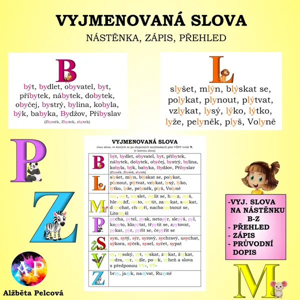 VYJMENOVANÁ SLOVA (nástěnka, zápis, přehled) 1