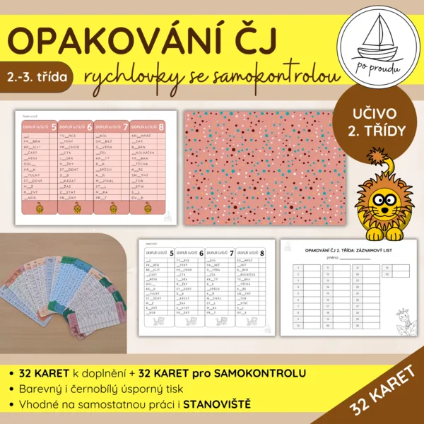 Opakování Čj 2. třídy | rychlovky se samokontrolou 1